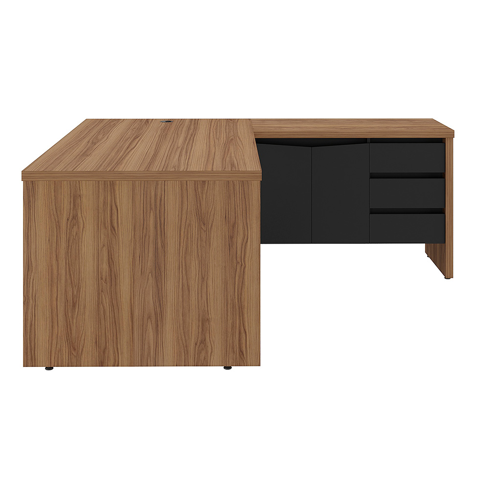 Mesa de Escritório Tebis 2 PT 3 GV Nogal e Preta