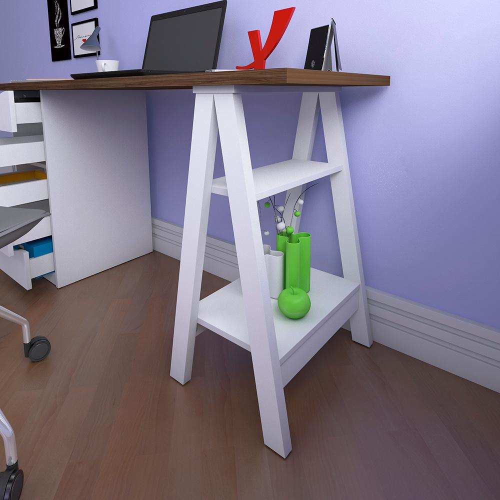 Mesa de Escritório com 5 Gavetas MIssissipi Nogal Branco
