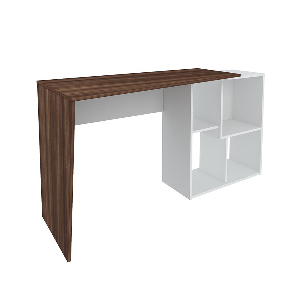 Mesa de Escritório em L 4 Nichos Indiana Ipê Branco
