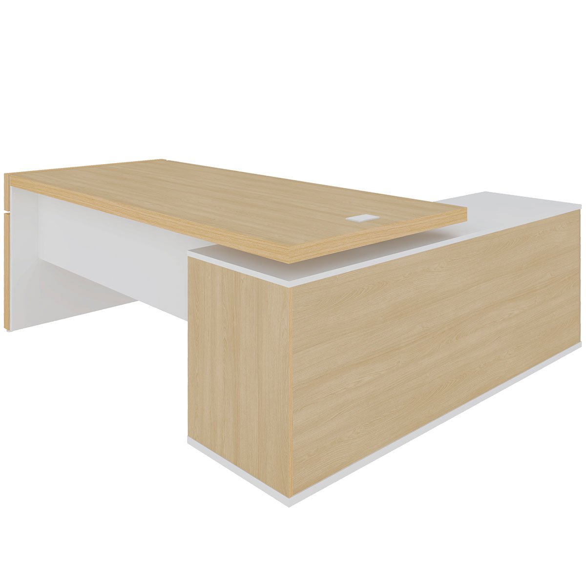 Mesa de Escritório em L Diretoria Connect Carvalho/Branco