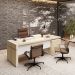 Mesa de Escritório em L Diretoria Connect Carvalho/Branco