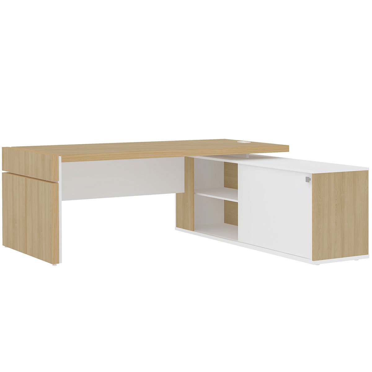Mesa de Escritório em L Diretoria Connect Carvalho/Branco