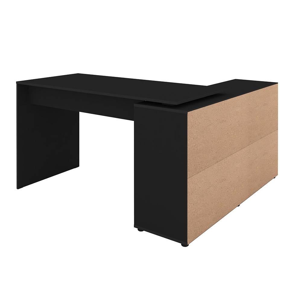 Mesa de Escritório em L Nero Preta