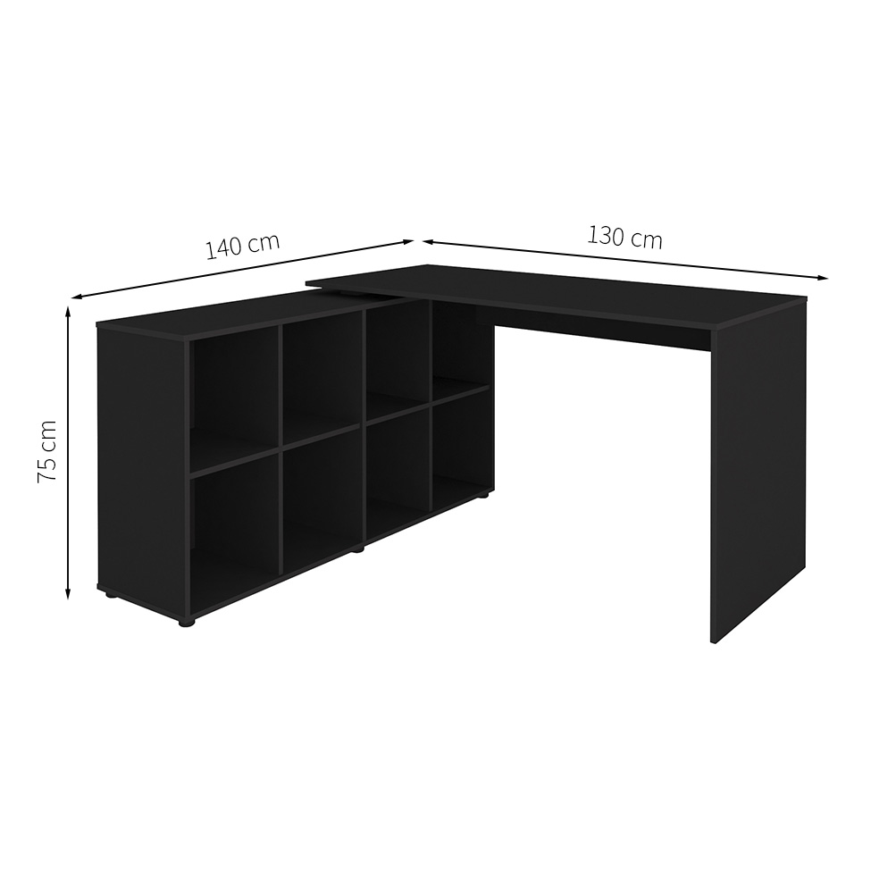 Mesa de Escritório em L Nero Preta