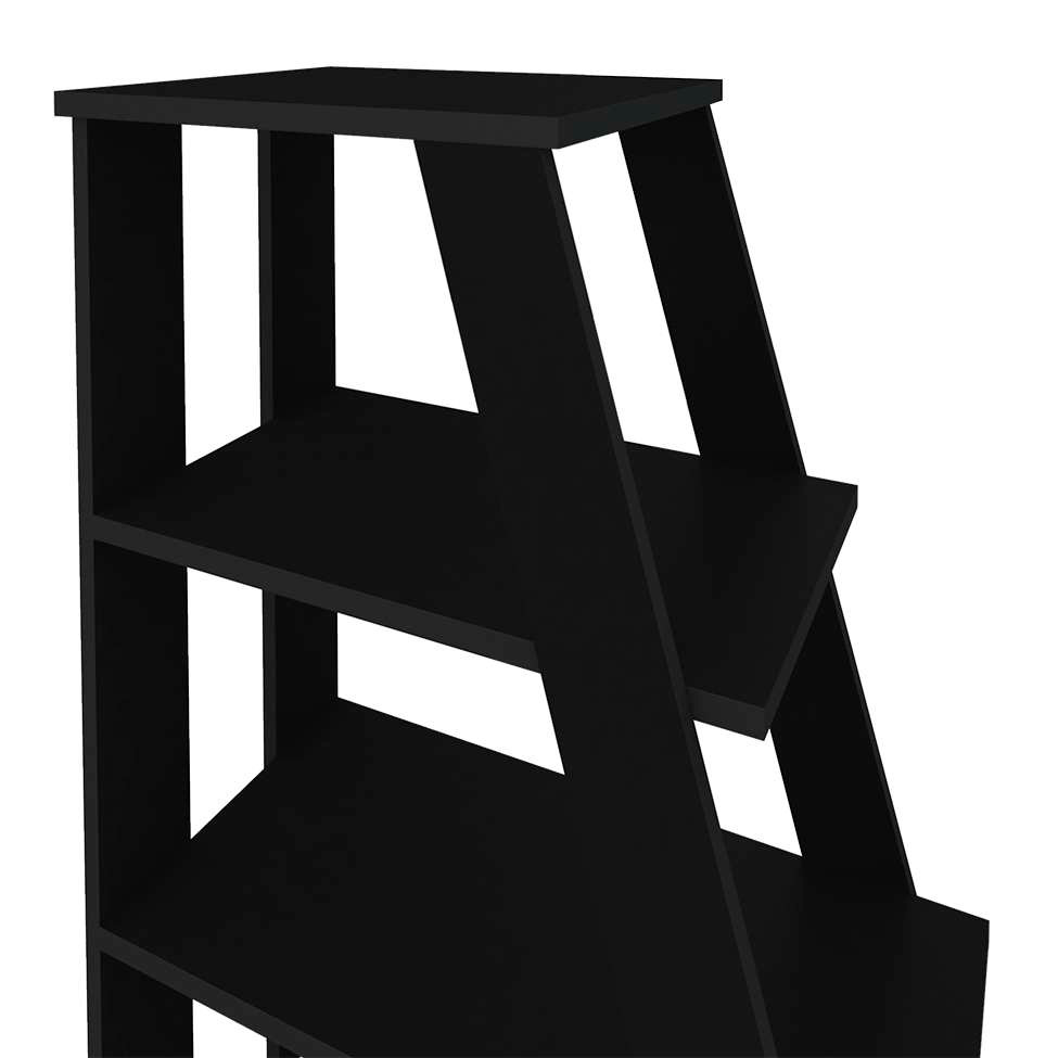Mesa de Escritório em L Nero com Estante Star Preta