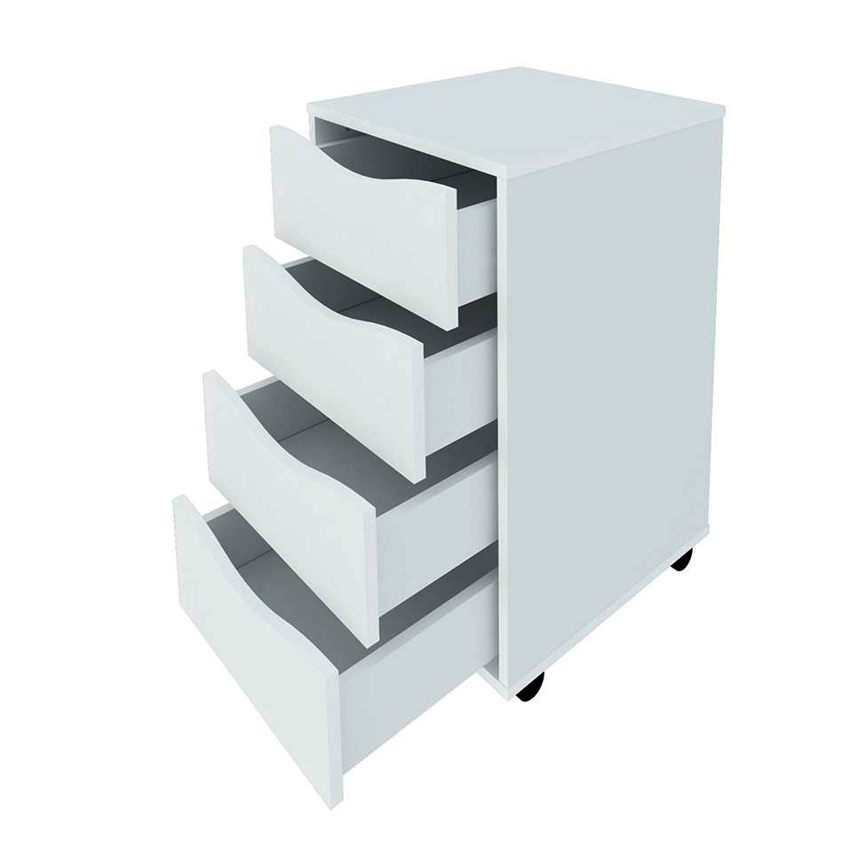 Mesa de Escritório em L Nero com Gaveteiro Bit 4 GV Branca