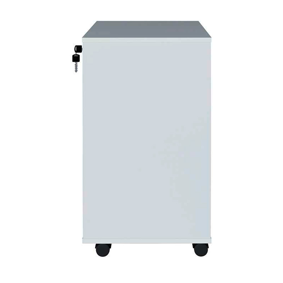 Mesa de Escritório em L Nero com Gaveteiro Bit 4 GV Branca