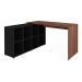 Mesa de Escritório em L Nero com Gaveteiro Bit 4 GV Ipê e Preta