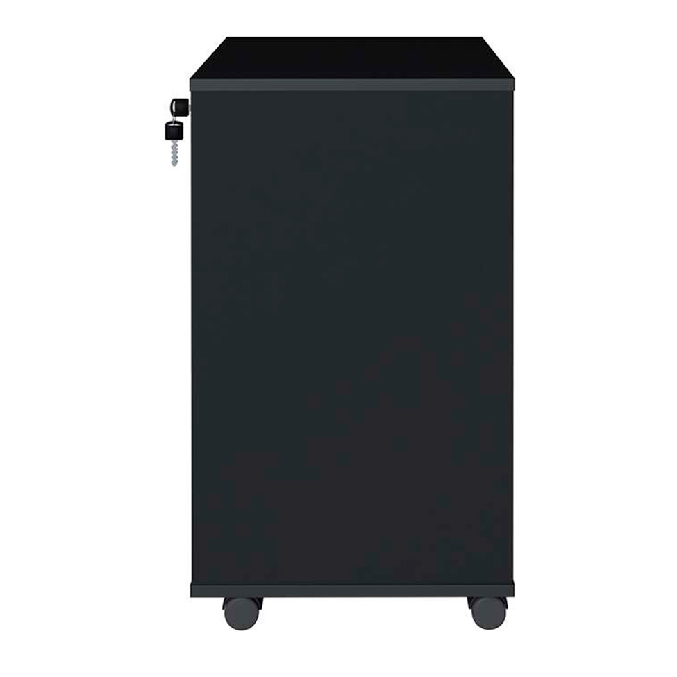 Mesa de Escritório em L Nero com Gaveteiro Bit 4 GV Ipê e Preta