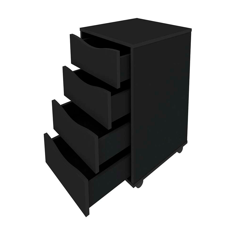 Mesa de Escritório em L Nero com Gaveteiro Bit 4 GV Preto