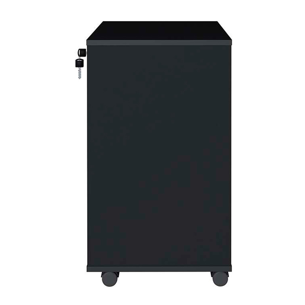 Mesa de Escritório em L Nero com Gaveteiro Bit 4 GV Preto