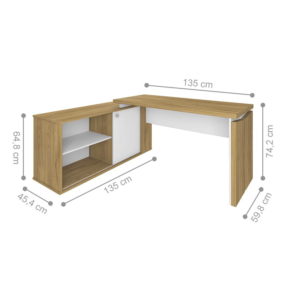 Mesa de Escritório em L Noruega Olmo Branco