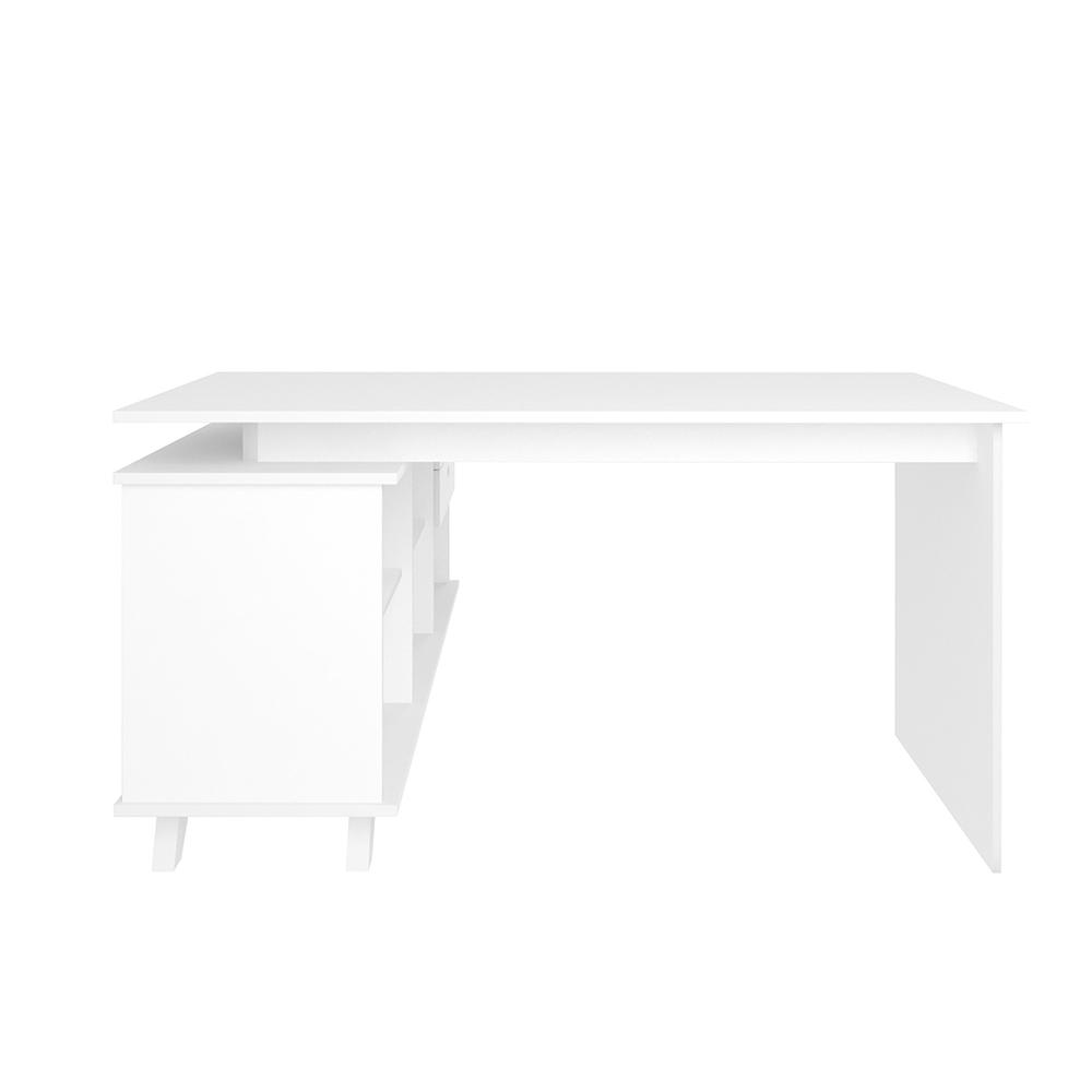 Mesa de Escritório em L Retrô 3 Gavetas Arizona Branco