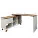 Mesa de Escritório em L Retrô 3 Gavetas Arizona Olmo Branco