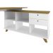 Mesa de Escritório em L Retrô 3 Gavetas Arizona Olmo Branco
