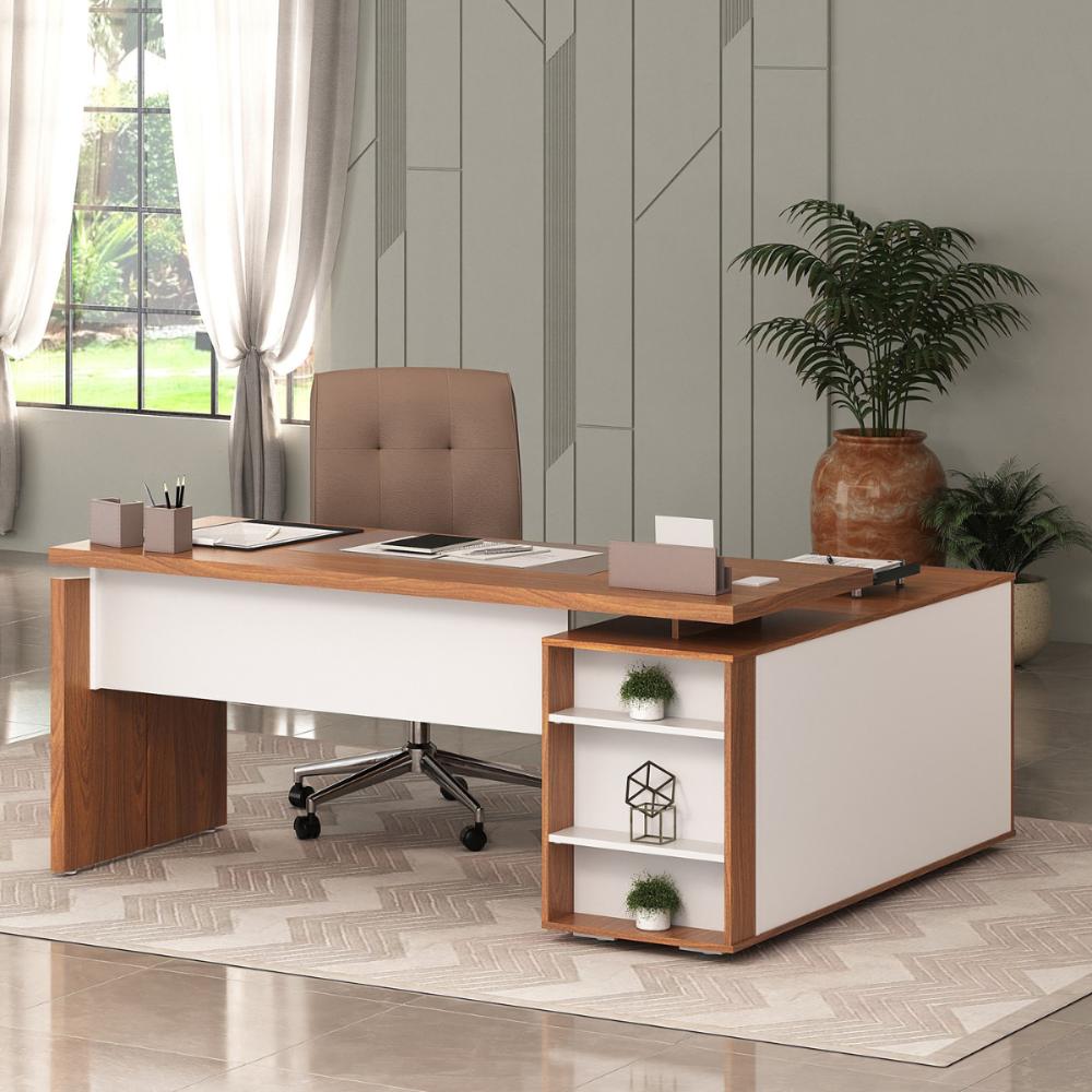 Mesa em L para Escritório Argentina Freijó Branco