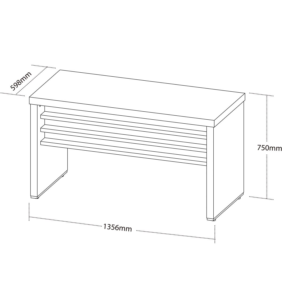 Mesa p/ Escritório Tampo e Laterais Tamburato Simples 135 cm Carvalho/Branco