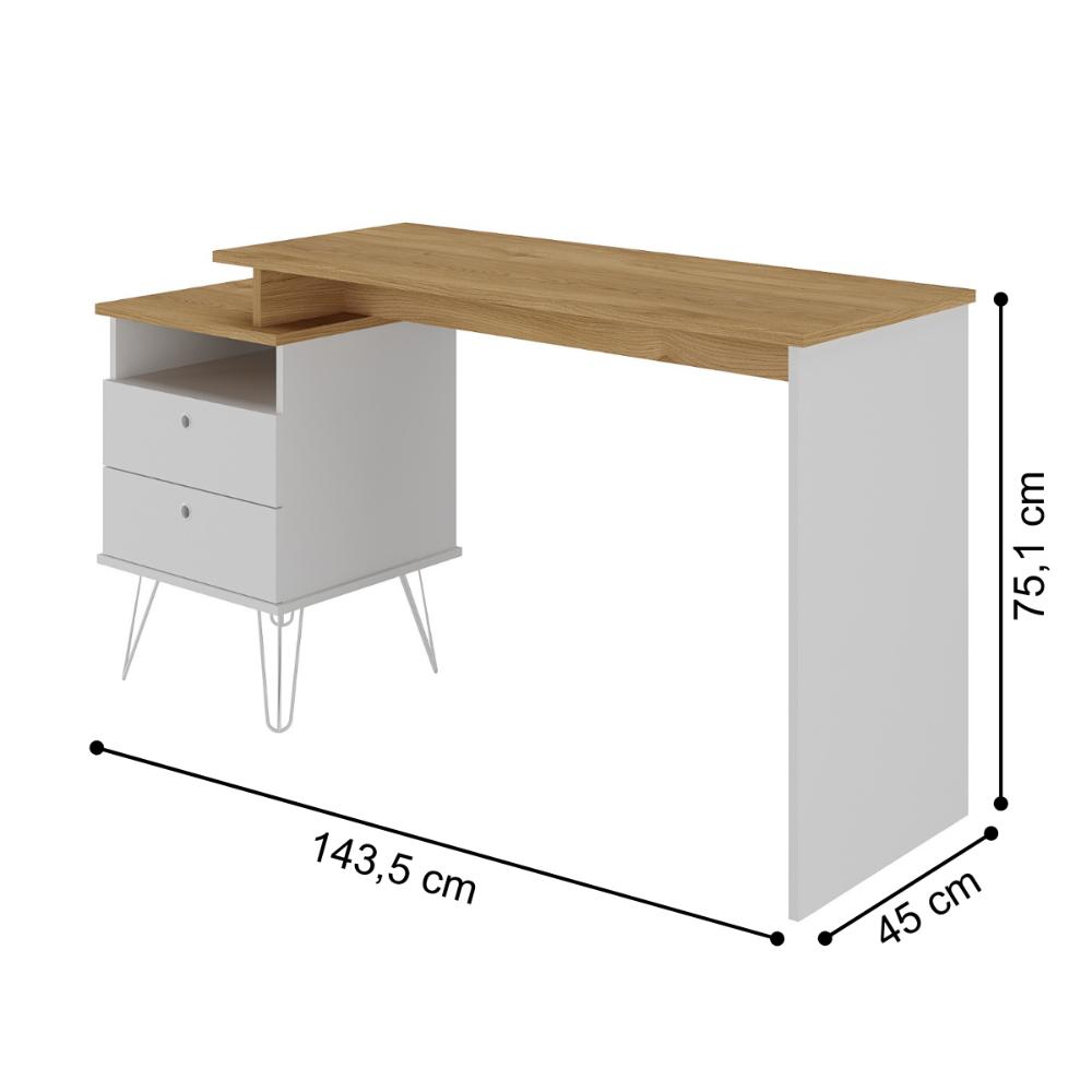 Mesa para Computador com Dupla montagem Bilbao Olmo Branco