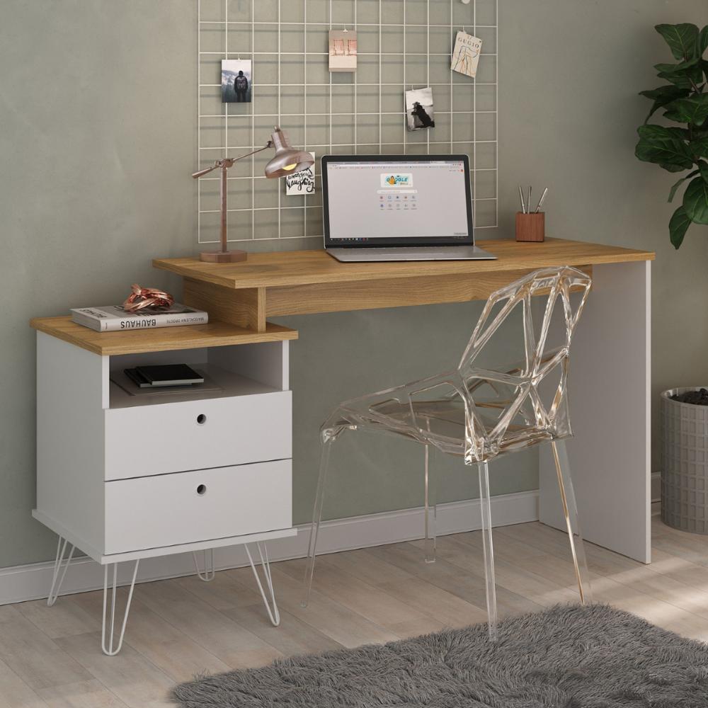 Mesa para Computador com Dupla montagem Bilbao Olmo Branco