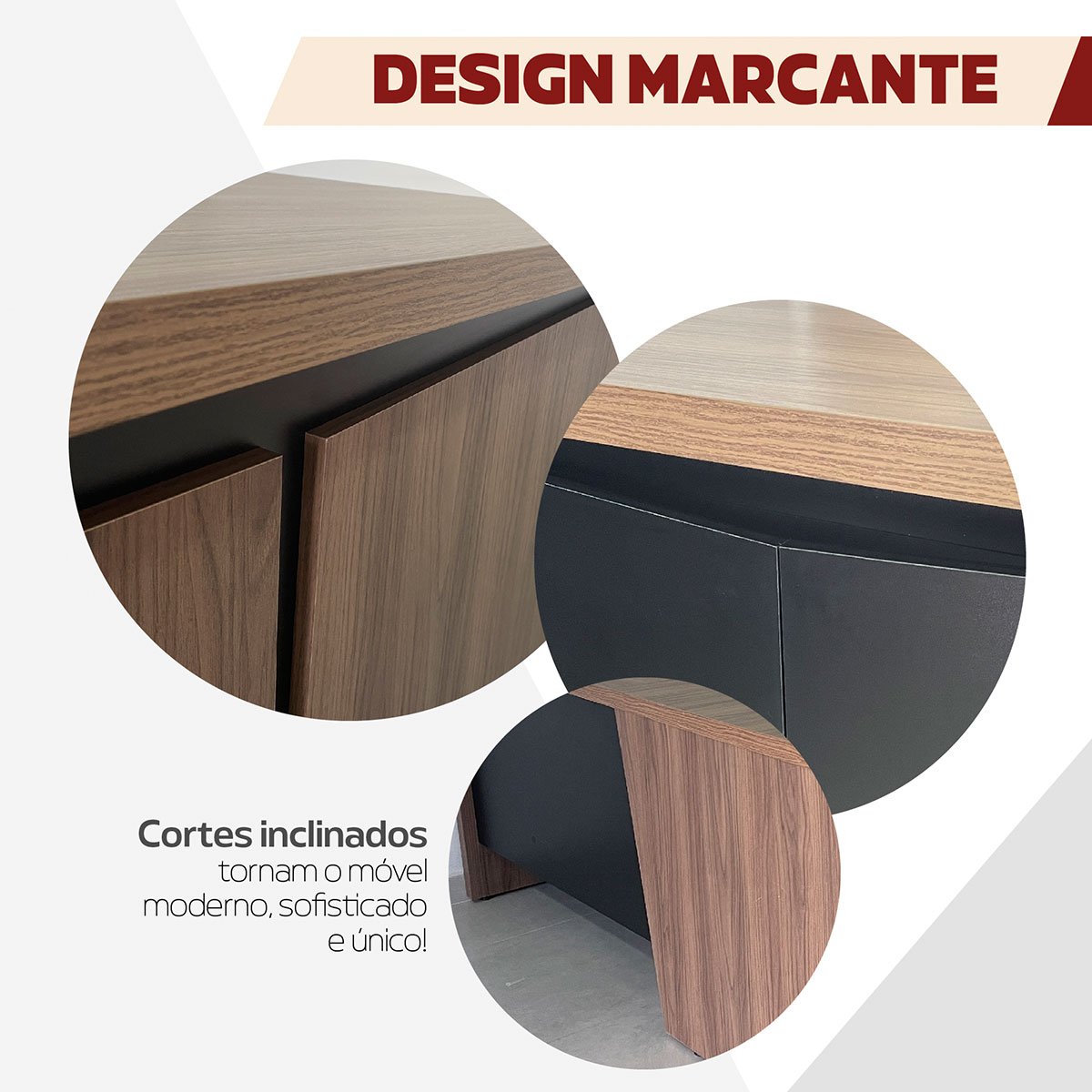 Mesa para Escritório 2 Portas 3 Gavetas Diretor em L Nogal/Preto