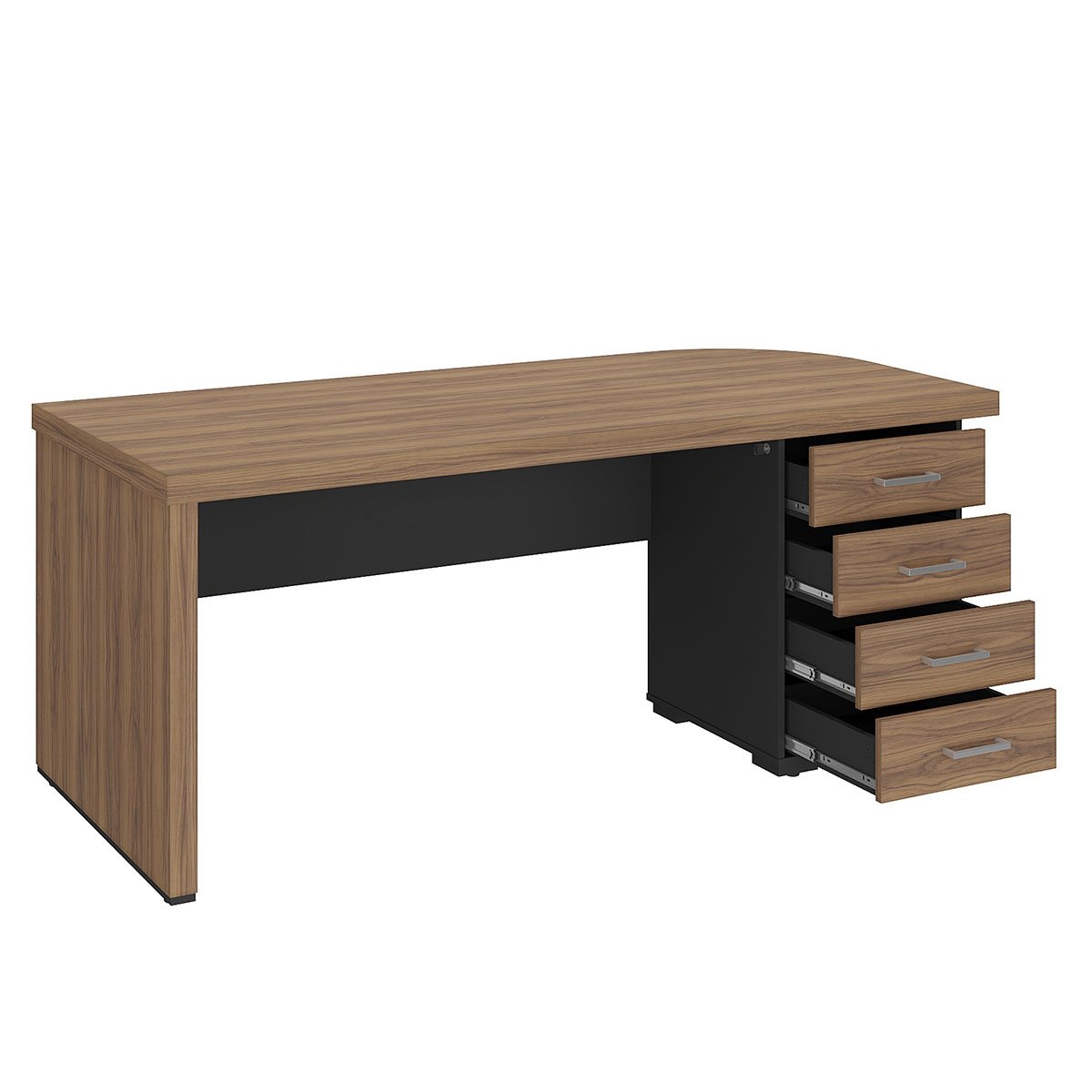 Mesa para Escritório 4 Gavetas com Chave Lado Direito Nogal/Preto