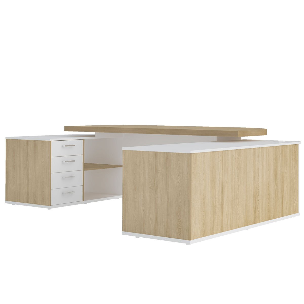 Mesa para Escritório Diretor Grande 2 Portas 4 Gavetas Carvalho/Branco