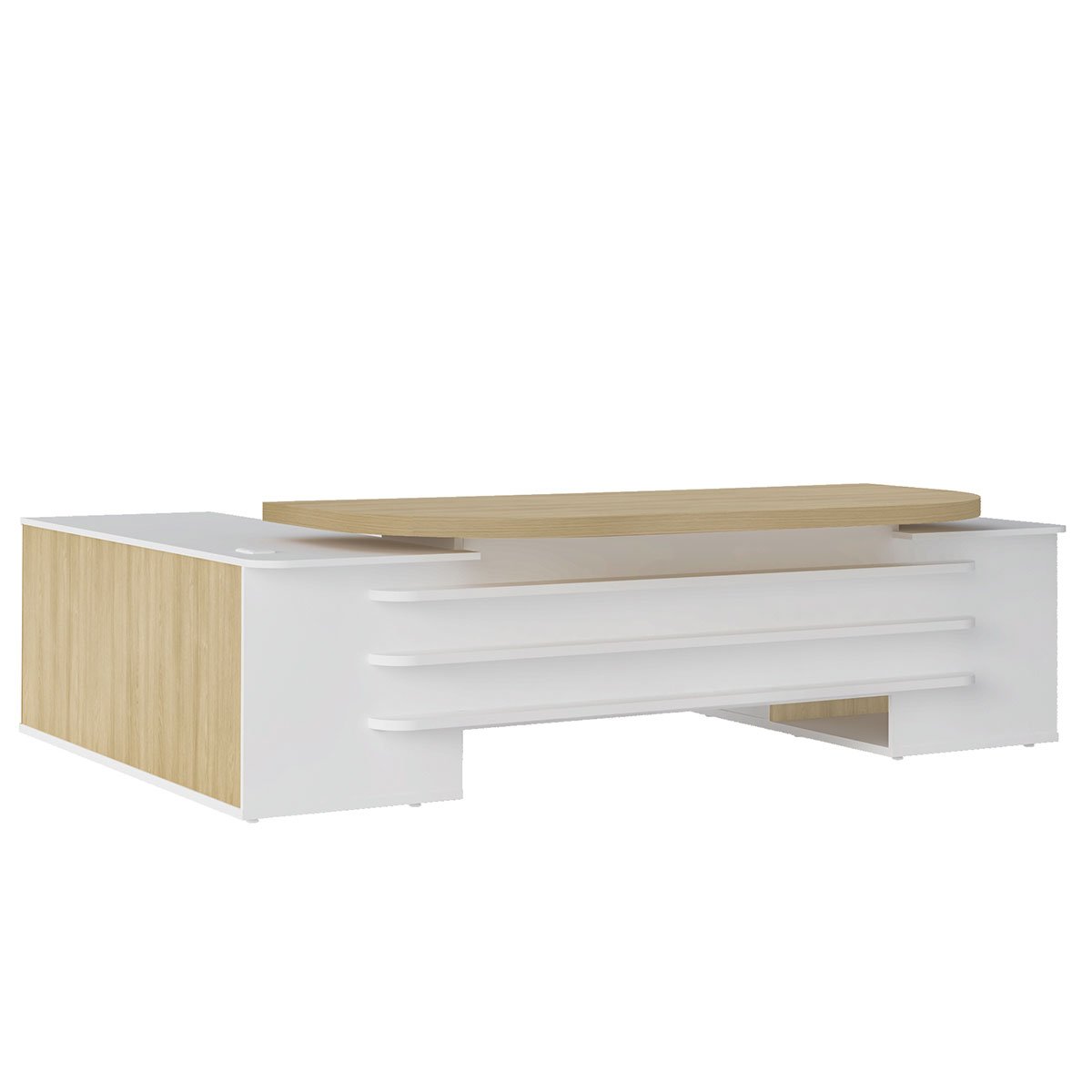 Mesa para Escritório Diretor Grande 2 Portas 4 Gavetas Carvalho/Branco