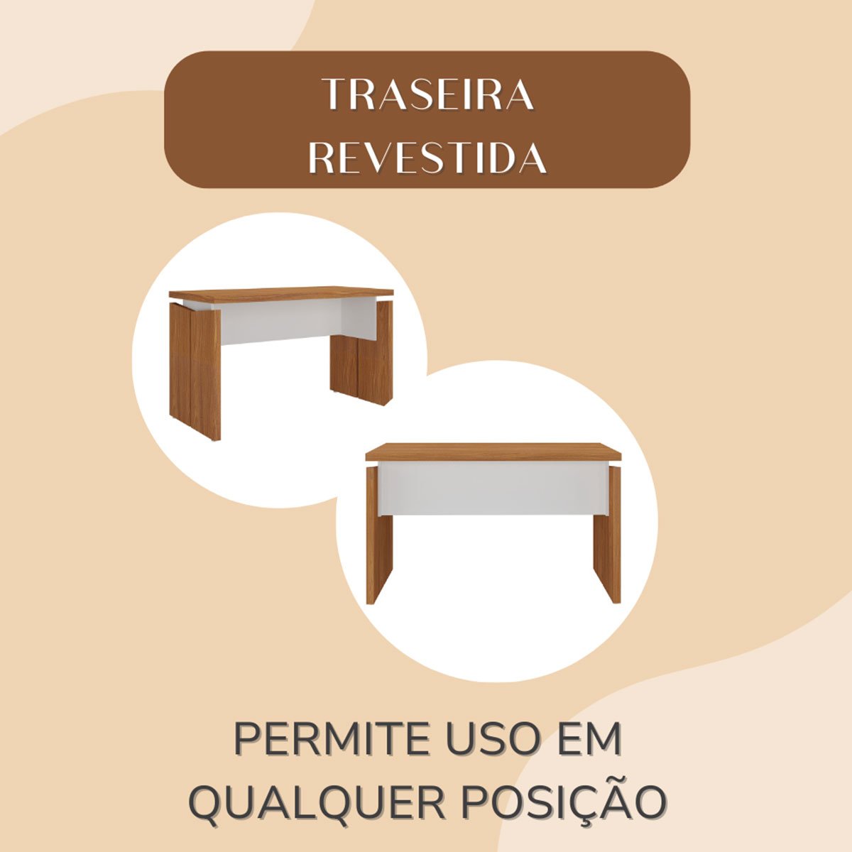Mesa para Escritório Escrivaninha Tamburato MDP Freijó/Branco