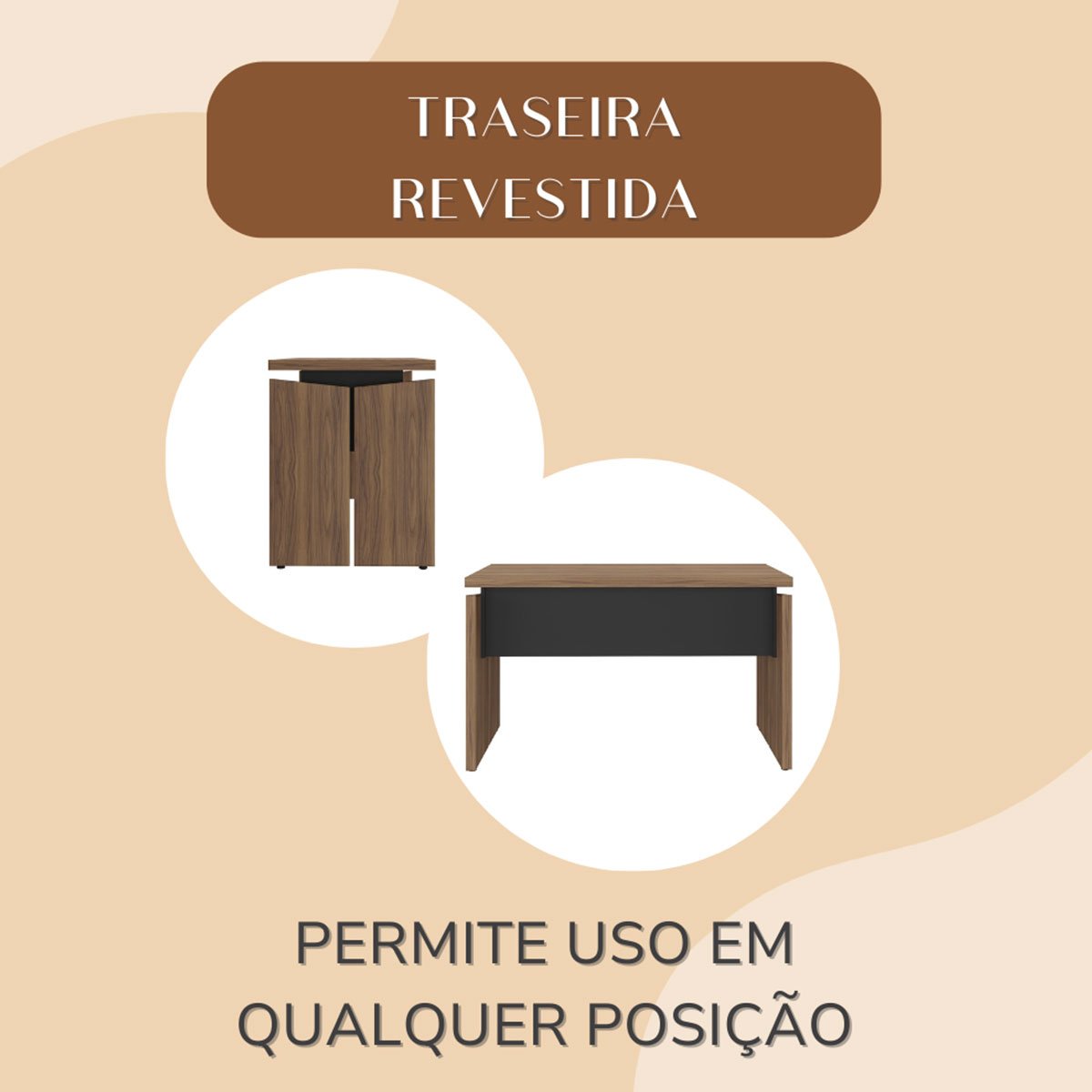 Mesa para Escritório Escrivaninha Tamburato MDP Nogal/Preto