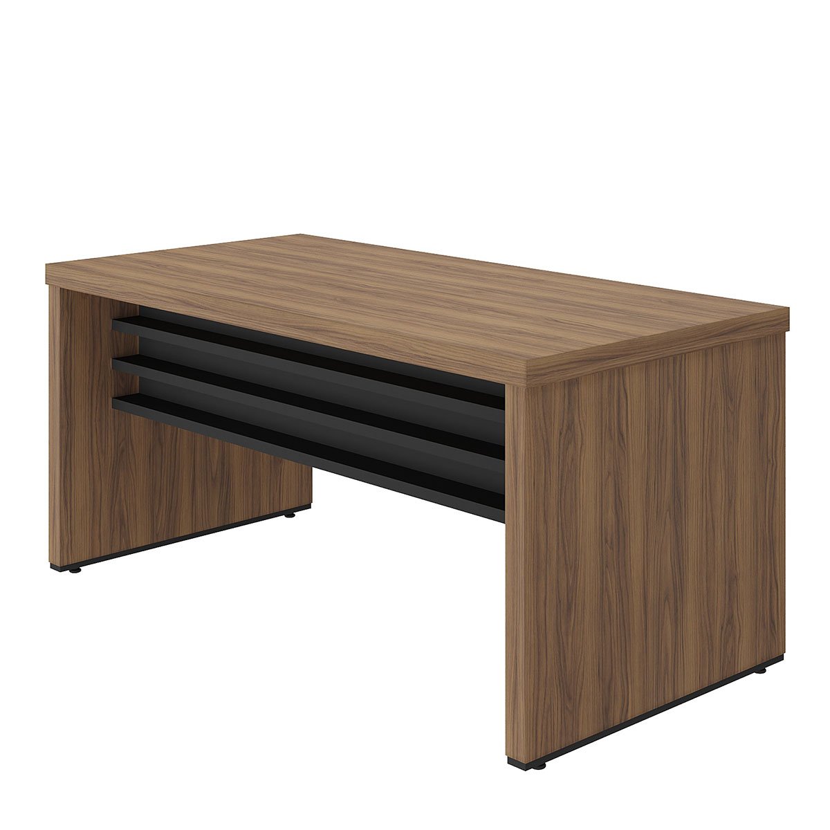 Mesa para Escritório Grande MDP Tampo Tamburato Nogal/Preto