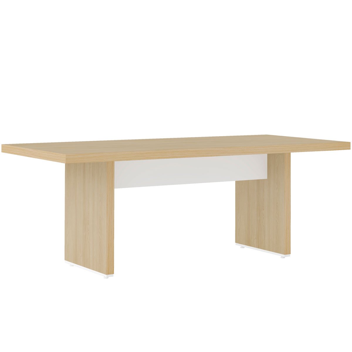 Mesa para Escritório Grande com Tampo Sapatas e Travessas Carvalho/Branco