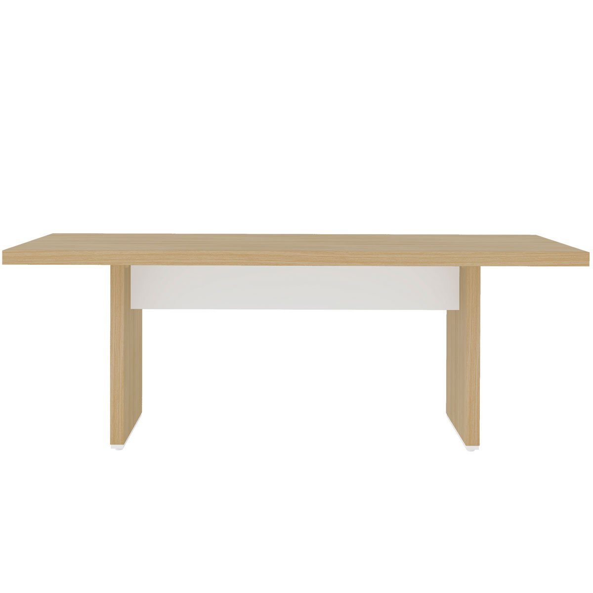 Mesa para Escritório Grande com Tampo Sapatas e Travessas Carvalho/Branco