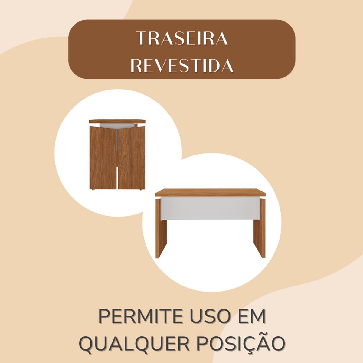 Mesa para Escritório Pequena Tamburato MDP Freijó/Branco