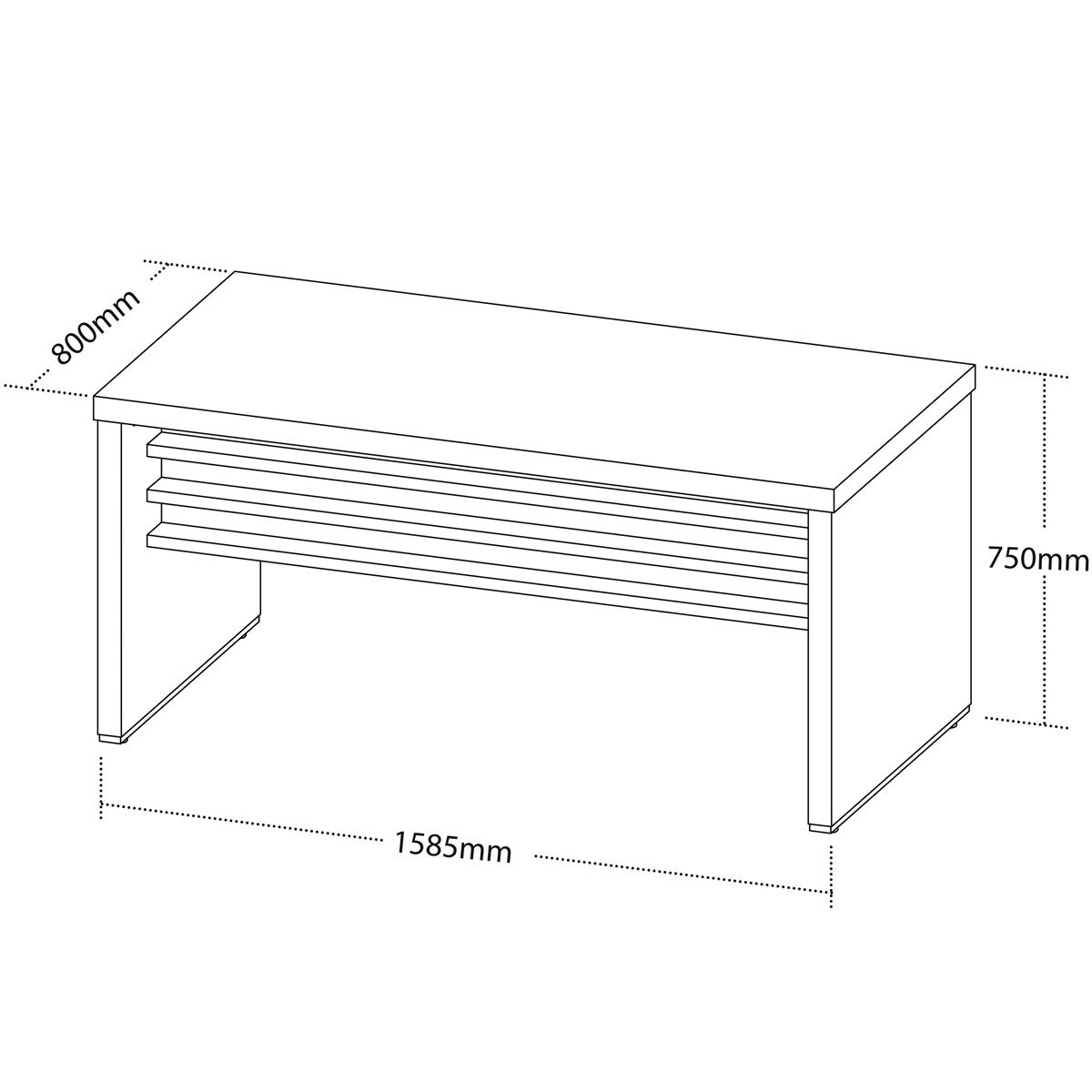 Mesa para Escritório Tamburato com Tampo Sapatas e Travessas Carvalho/Branco