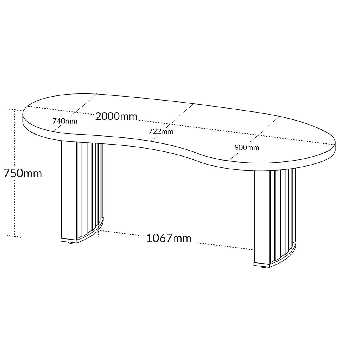 Mesa para Escritório com Tampo Curvado e Pés Ripados Carvalho/Branco