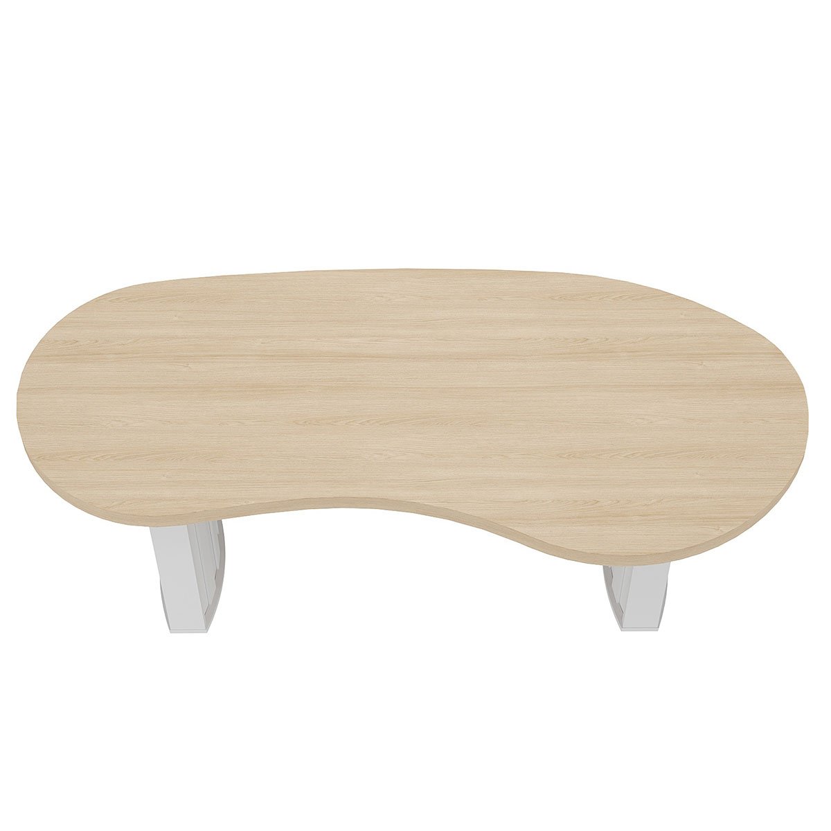 Mesa para Escritório com Tampo Curvado e Pés Ripados Carvalho/Branco