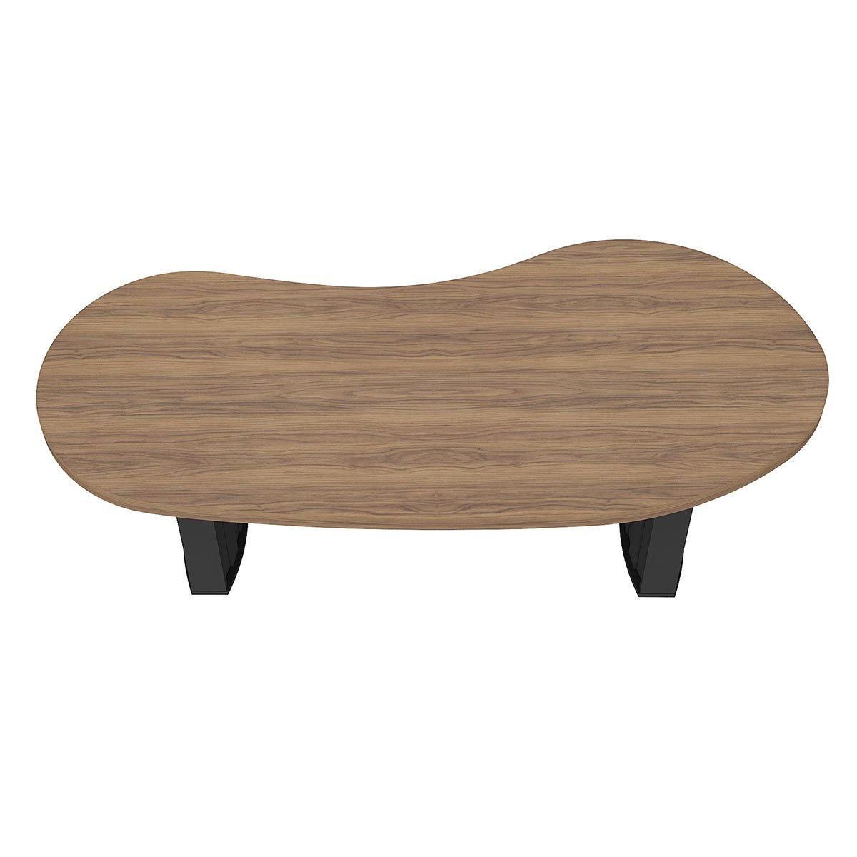 Mesa para Escritório com Tampo Curvado e Pés Ripados Nogal/Preto
