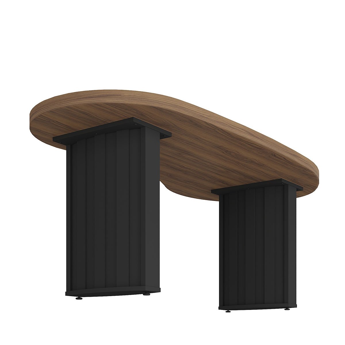 Mesa para Escritório com Tampo Curvado e Pés Ripados Nogal/Preto