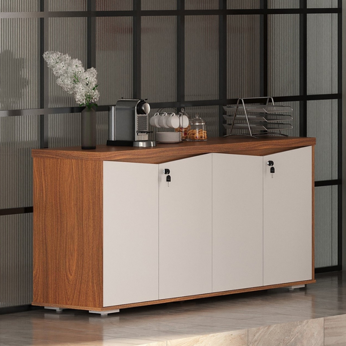 Mesa para Escritório e Balcão 4 Portas Conde Freijó Branco