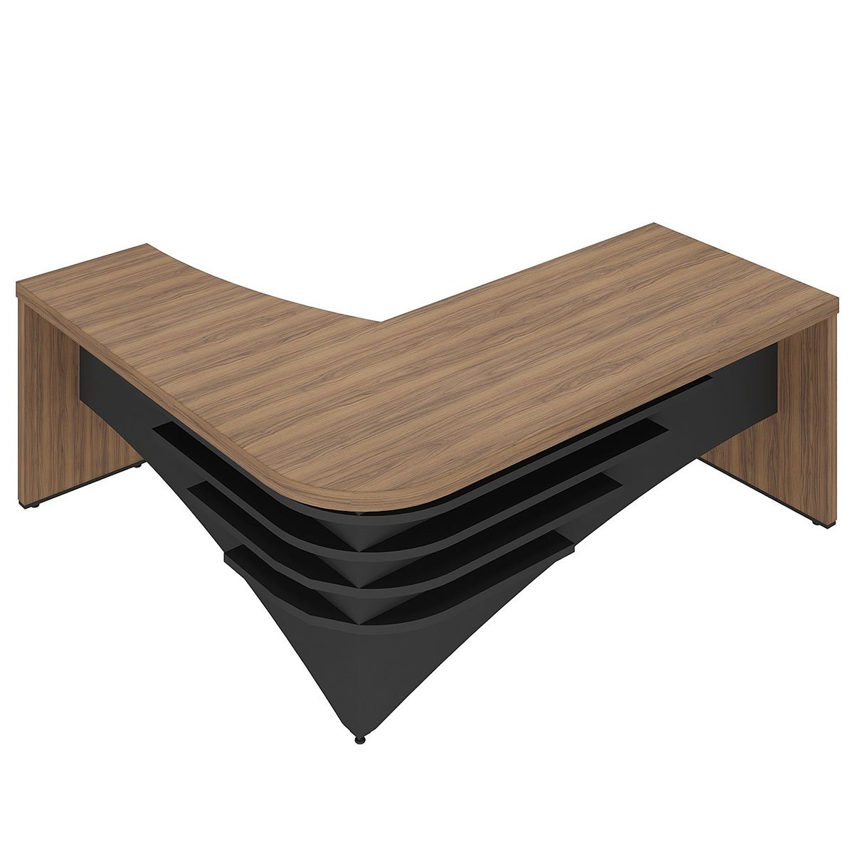 Mesa para Escritório em L Diretor Lado Direito Nogal/Preto