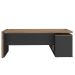 Mesa para Escritório em L Diretor com 1 Porta de Correr Nogal/Preto
