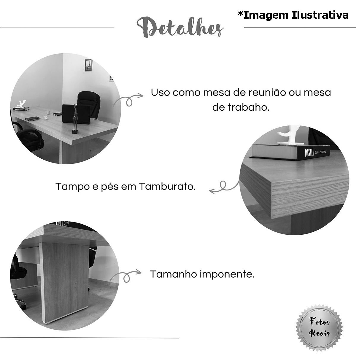 Mesa para Escritório para Reunião Grande  Nogal/Preto