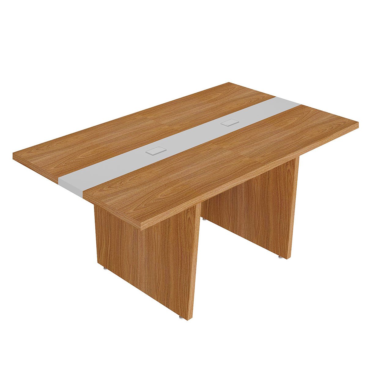 Mesa para Escritório para Reunião com 2 Tomadas Freijó/Branco
