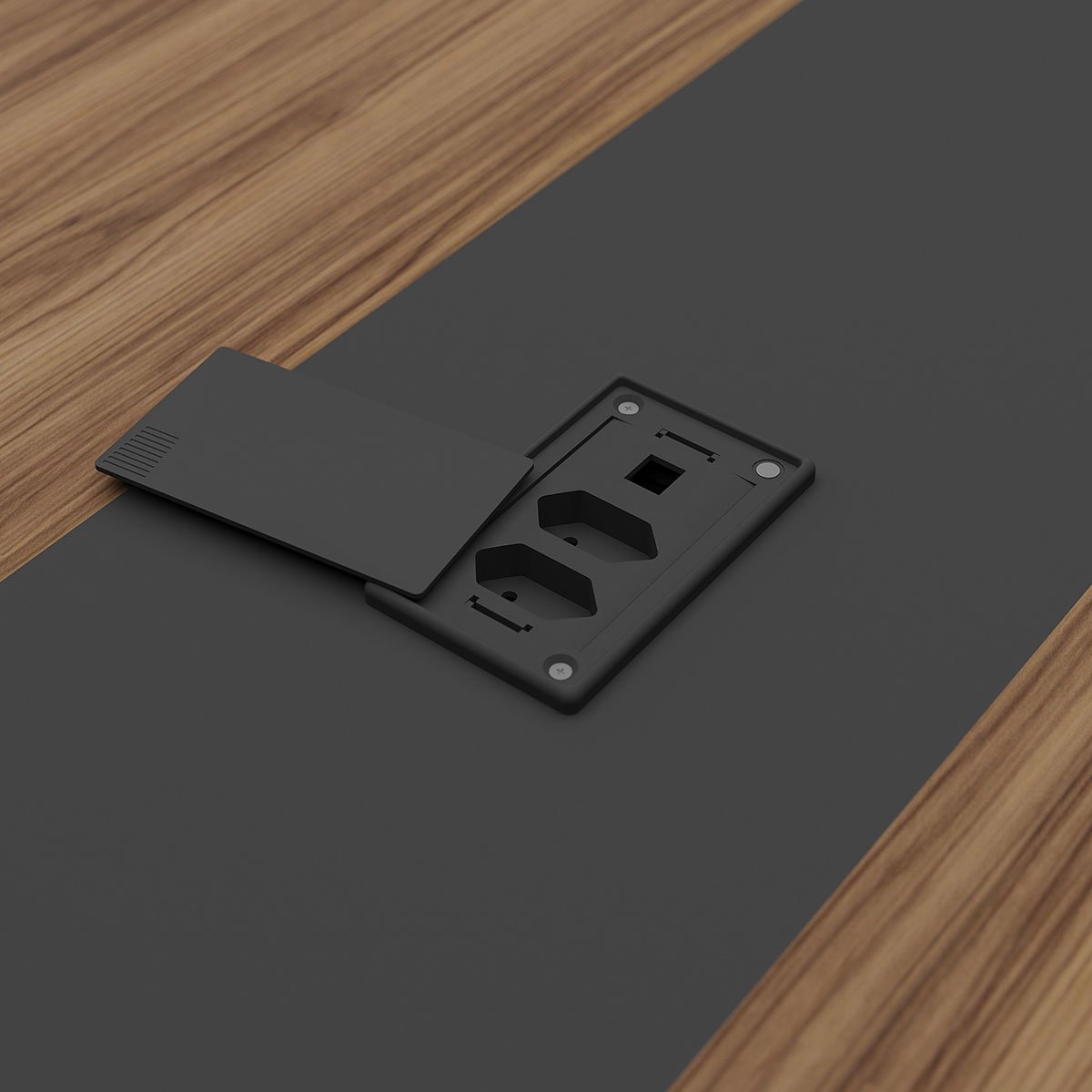 Mesa para Escritório para Reunião com 2 Tomadas Nogal/Preto