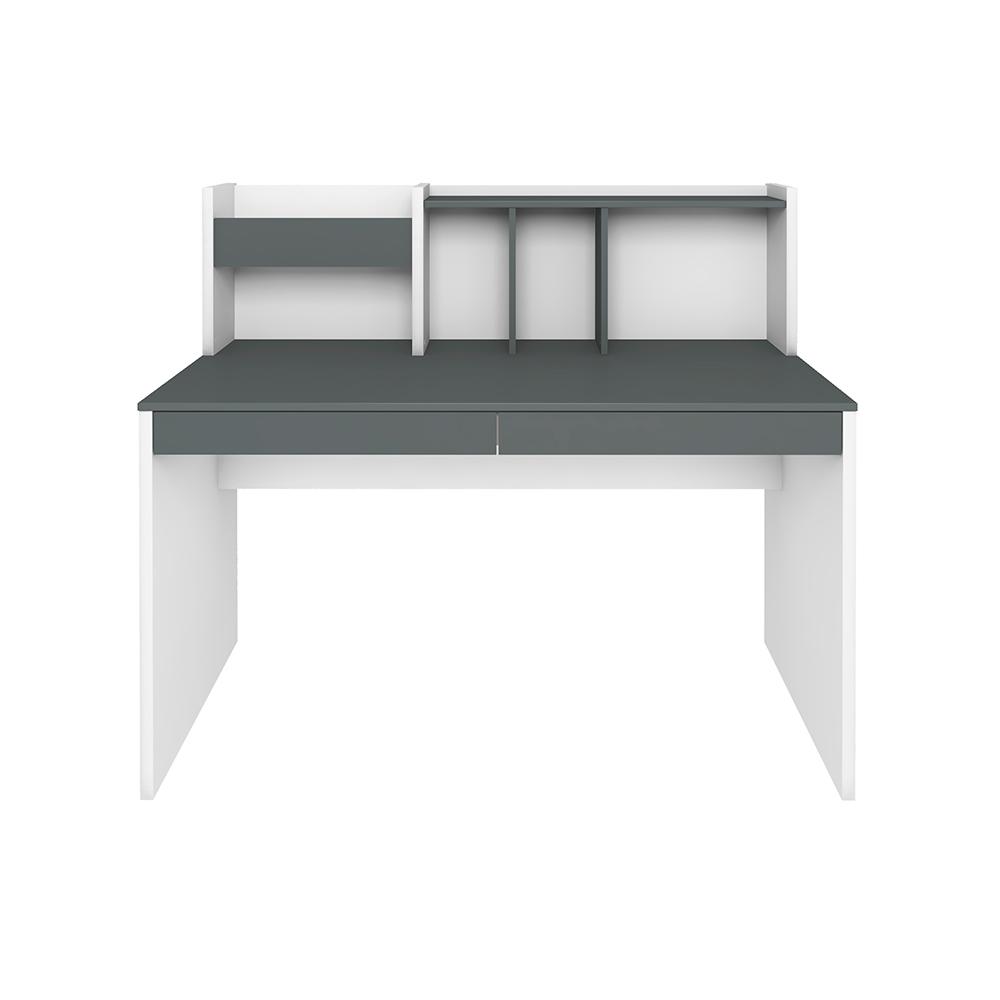 Mesa para Estudo 4 Gavetas Nevada Grafito Branco
