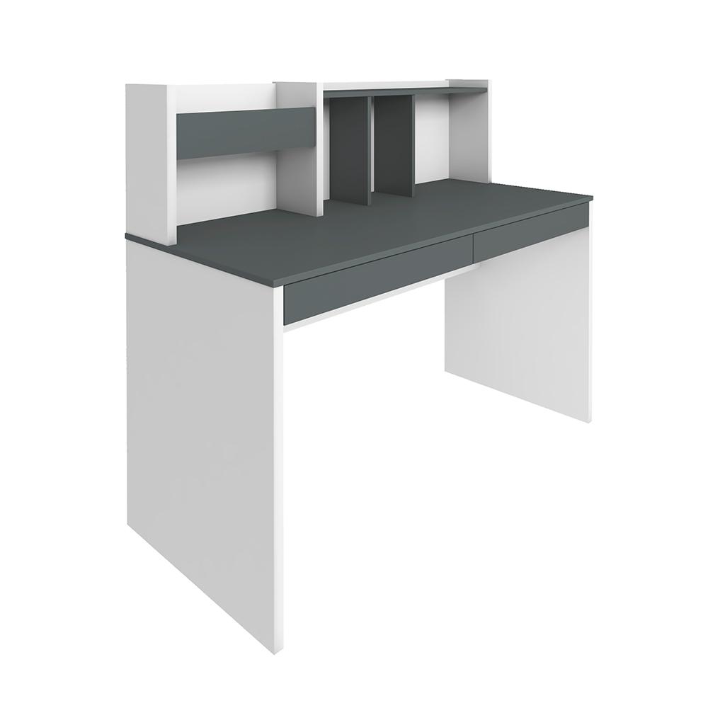 Mesa para Estudo 4 Gavetas Nevada Grafito Branco