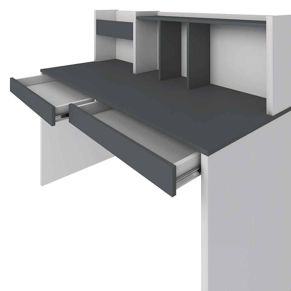 Mesa para Estudo 4 Gavetas Nevada Grafito Branco