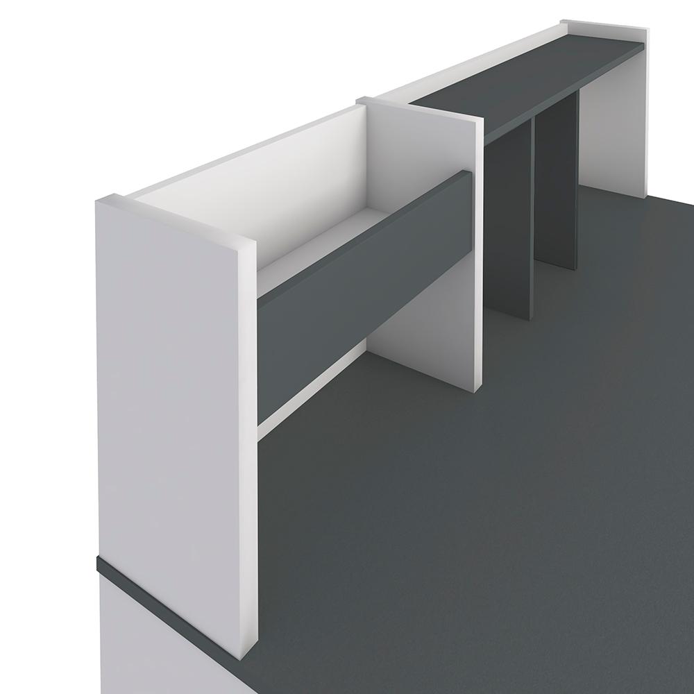 Mesa para Estudo 4 Gavetas Nevada Grafito Branco
