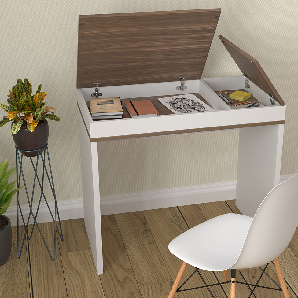 Mesa para Notebook Mind Branca e Ypê