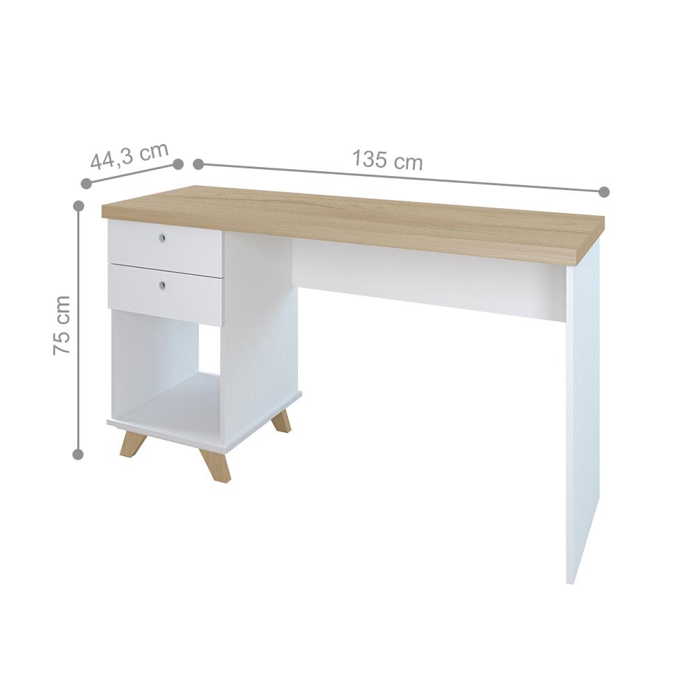 Mesa para Quarto Retrô 2 Gavetas New Jersy Olmo Branco